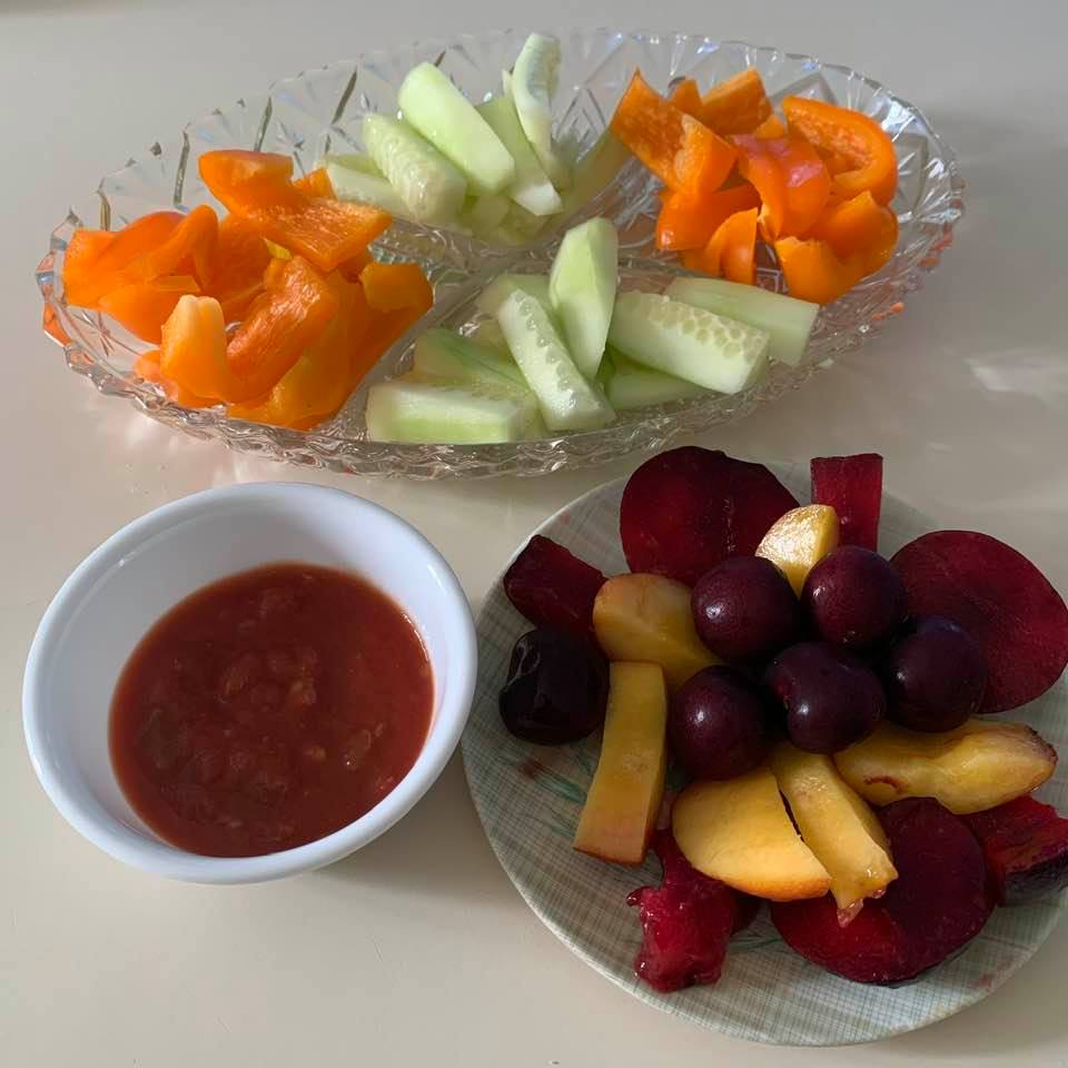 Snacks for a summer afternoon: Vegetables and fruits