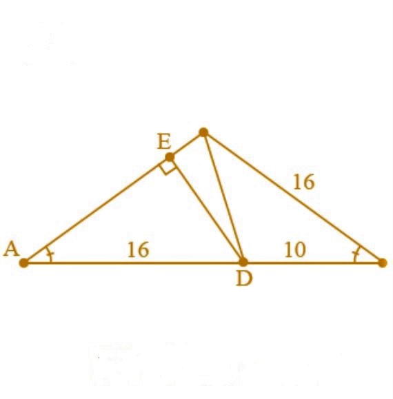 Math puzzle: Find the length AE, assuming that the outer triangle is isosceles