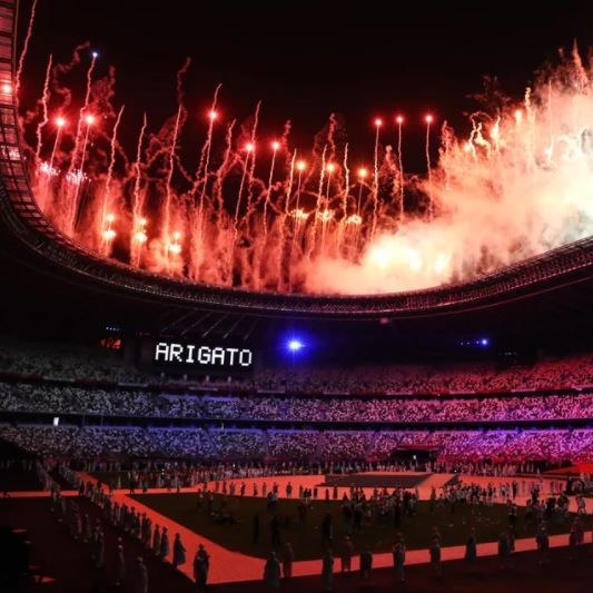 A photo from the closing ceremony of Tokyo 2020 Olympics