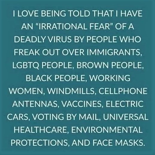 Meme: Those who accuse you of having irrational fears harbor a long list of irrational fears themselves!