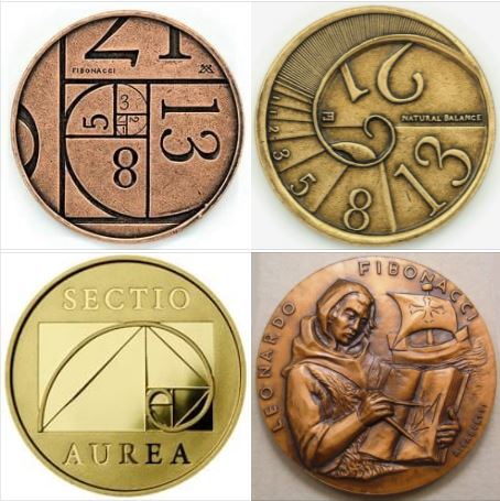 Samples of coins minted in honor of Italian mathematician Leonardo Fibonacci