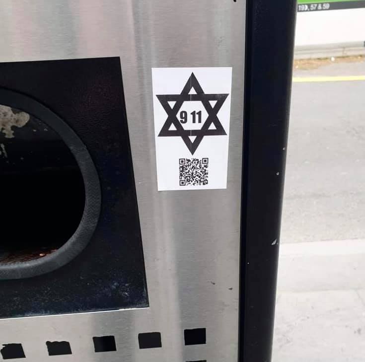 QR codes posted throughout Melbourne, Australia, link to a video that claims Jews were responsible for 9/11