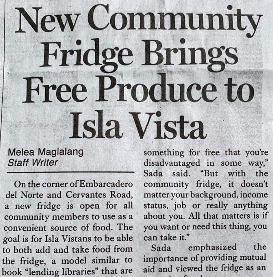 You have heard about little free community libraries: Now there is a community fridge in Isla Vista