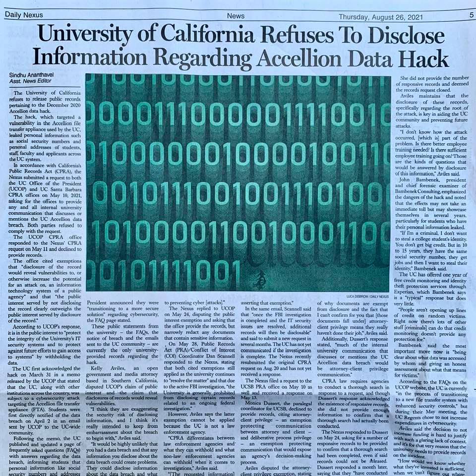 UC hasn't been transparent on Accellion data breach that compromise massive information about its employees