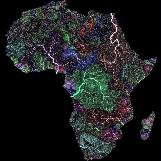 Artistic river-map of Africa