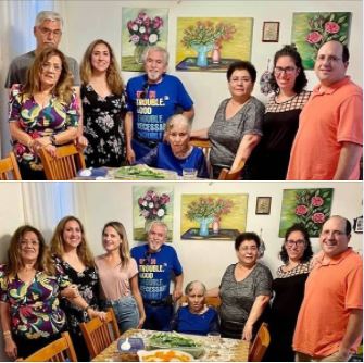 Celebrating Rosh Hashanah with my extended family: Two group photos before dinner