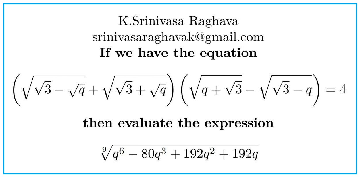 Math puzzle: Given the top equality, evaluate the bottom expression