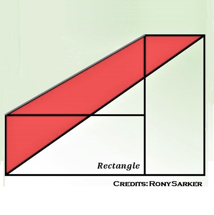 Math puzzle: The area of each of the two rectangles in this diagram is 10 units. What is the area of the red region?
