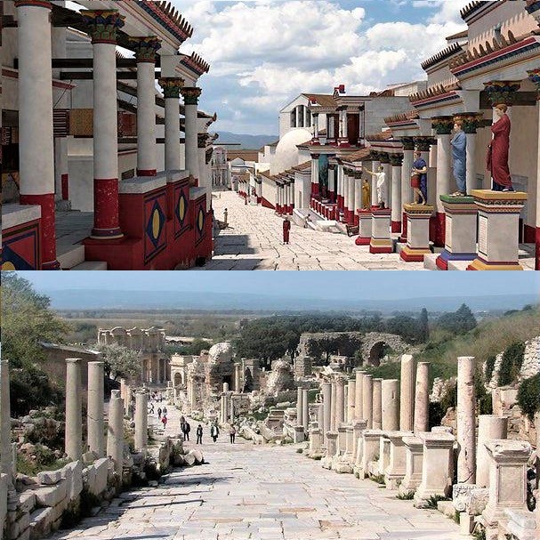 Artist's rendering of Curetes Street, as it looked like in ancient Greece