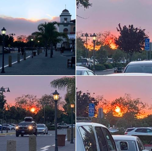 Monday evening's sunset at Goleta's Camino Real Marketplace (four photos)