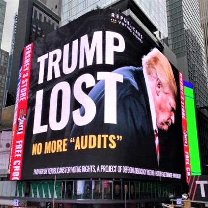 The group Republicans for Voting Rights has launched a billboard campaign across the US in response to calls for sham audits of the 2020 election