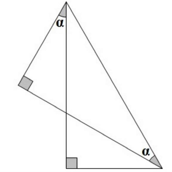 Math puzzle: Find the angle alpha in this diagram composed of two right triangles?