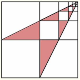 Math puzzle: A square is quartered and its upper right quadrant is quartered infinitely. What fraction of the square's area in the diagram is shaded?