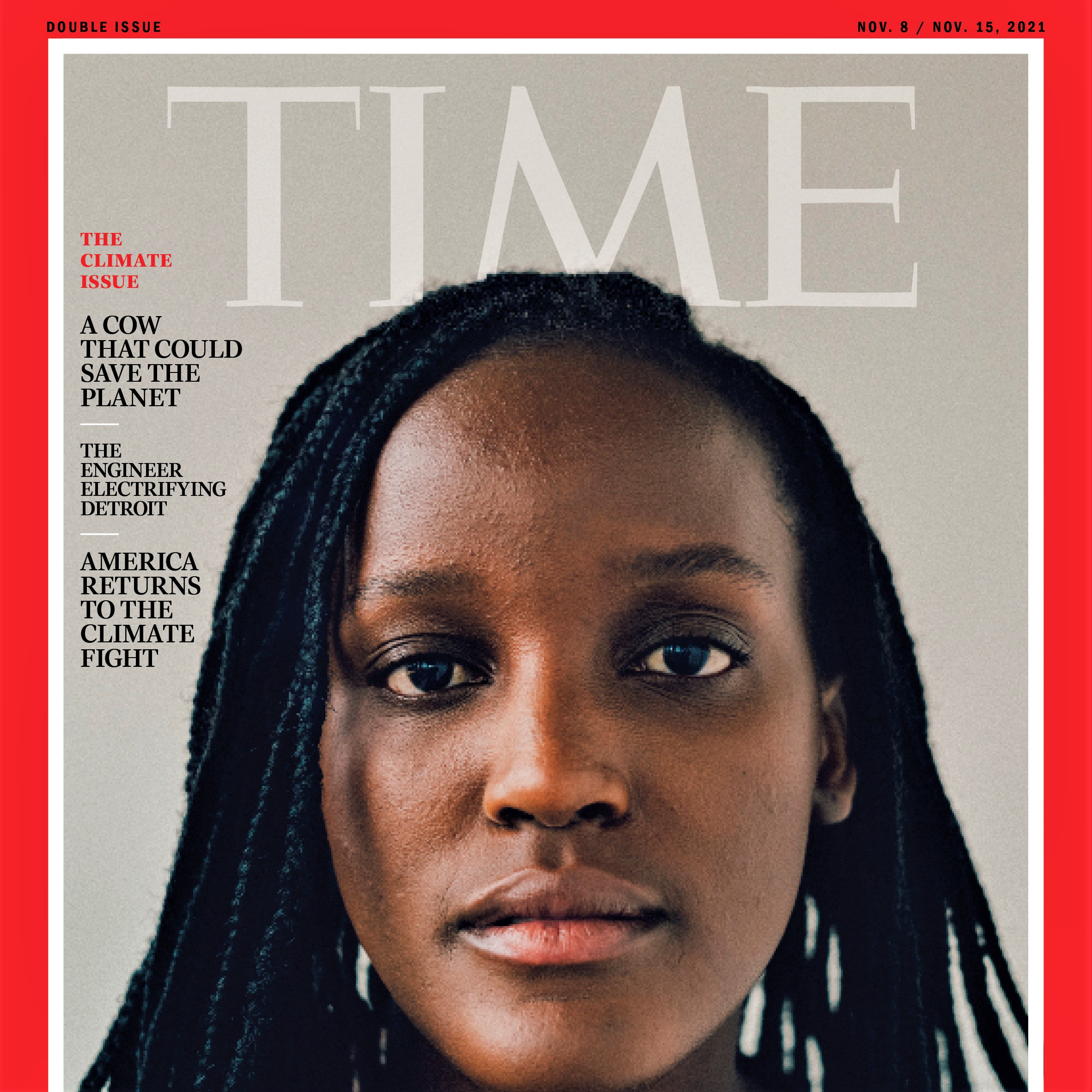 Uganda's Vanessa Nakate is featured on the cover of Time magazine's climate issue (November 8-15, 2021)