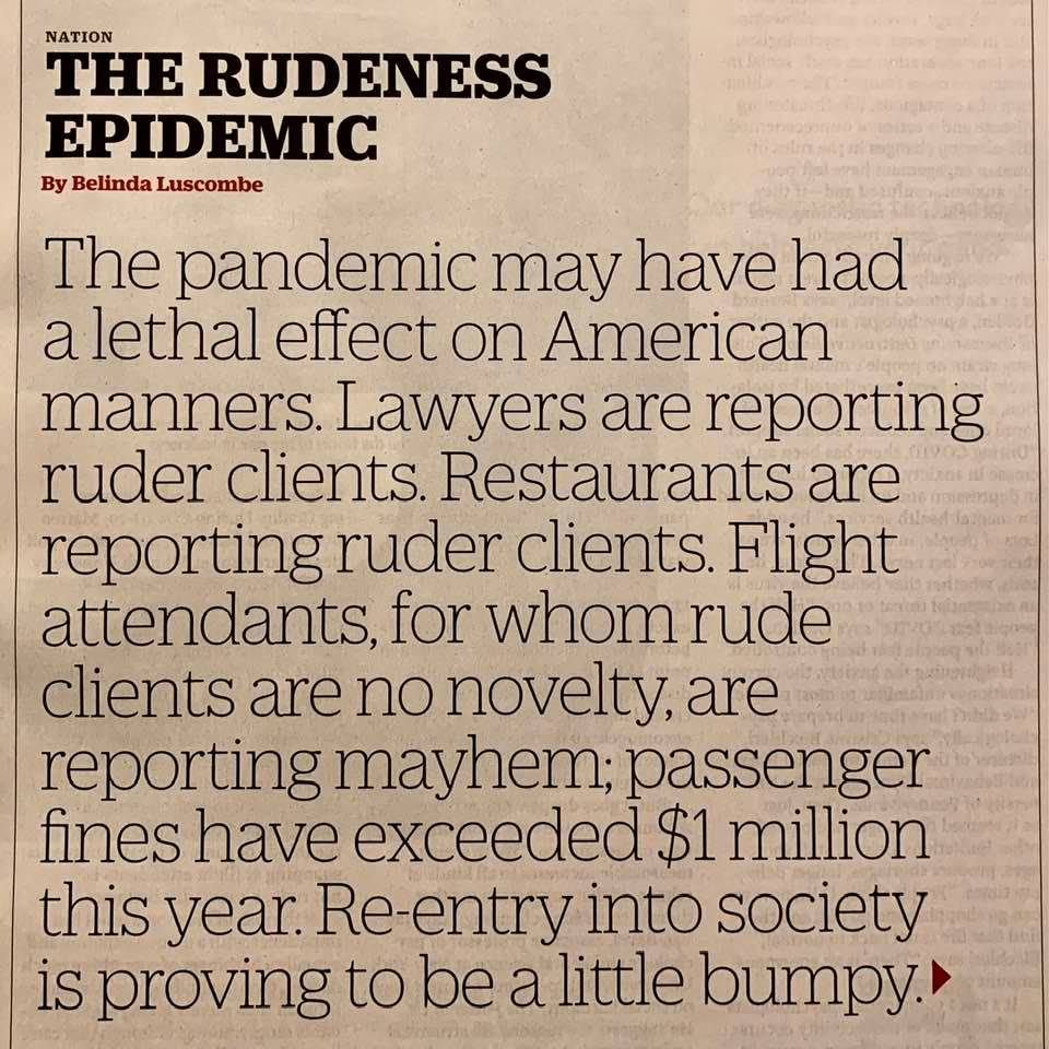 The rudeness epidemic: The beginning of an essay from Time magazine