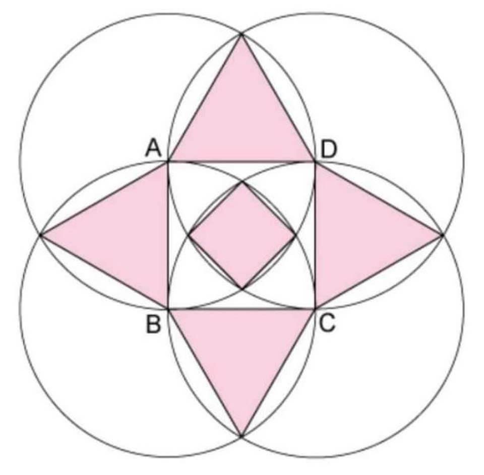 Math puzzle: What is the ratio of the shaded area in the figure to the area of the ABCD square?