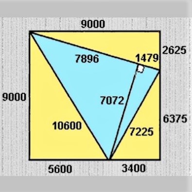 Math magic: We can divide a square of side length 9000 into five Pythagorean triangles