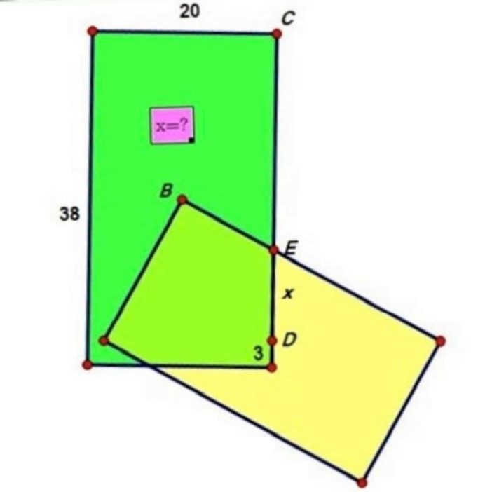 Math puzzle involving two intersecting 20-by-38 rectangles