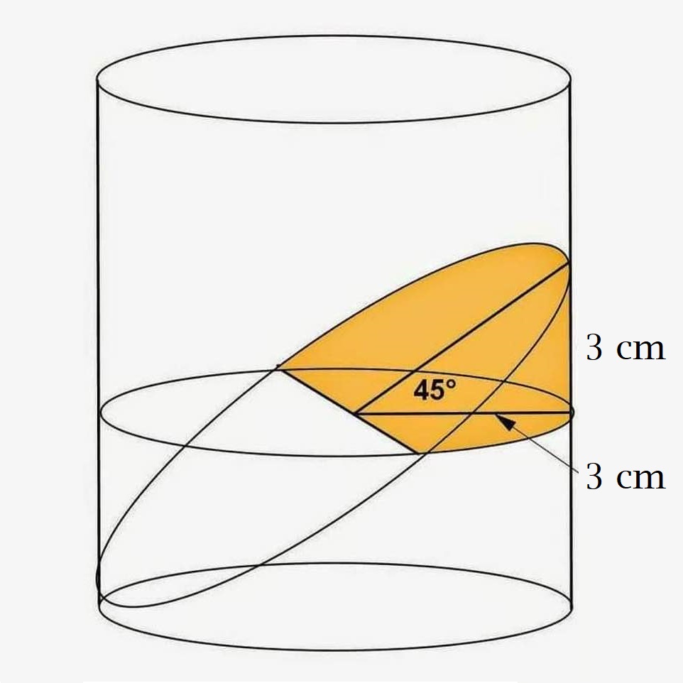 Math puzzle: Find the volume of the shaded part of this cylinder