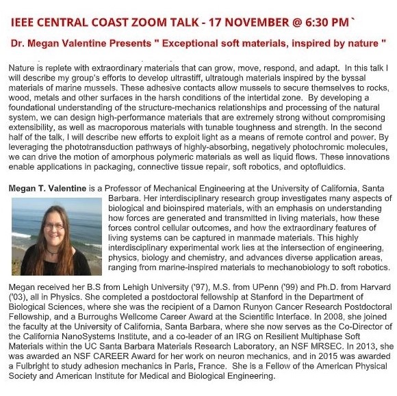 IEEE Central Coast Section speaker for November 2021: Dr. Megan Valentine