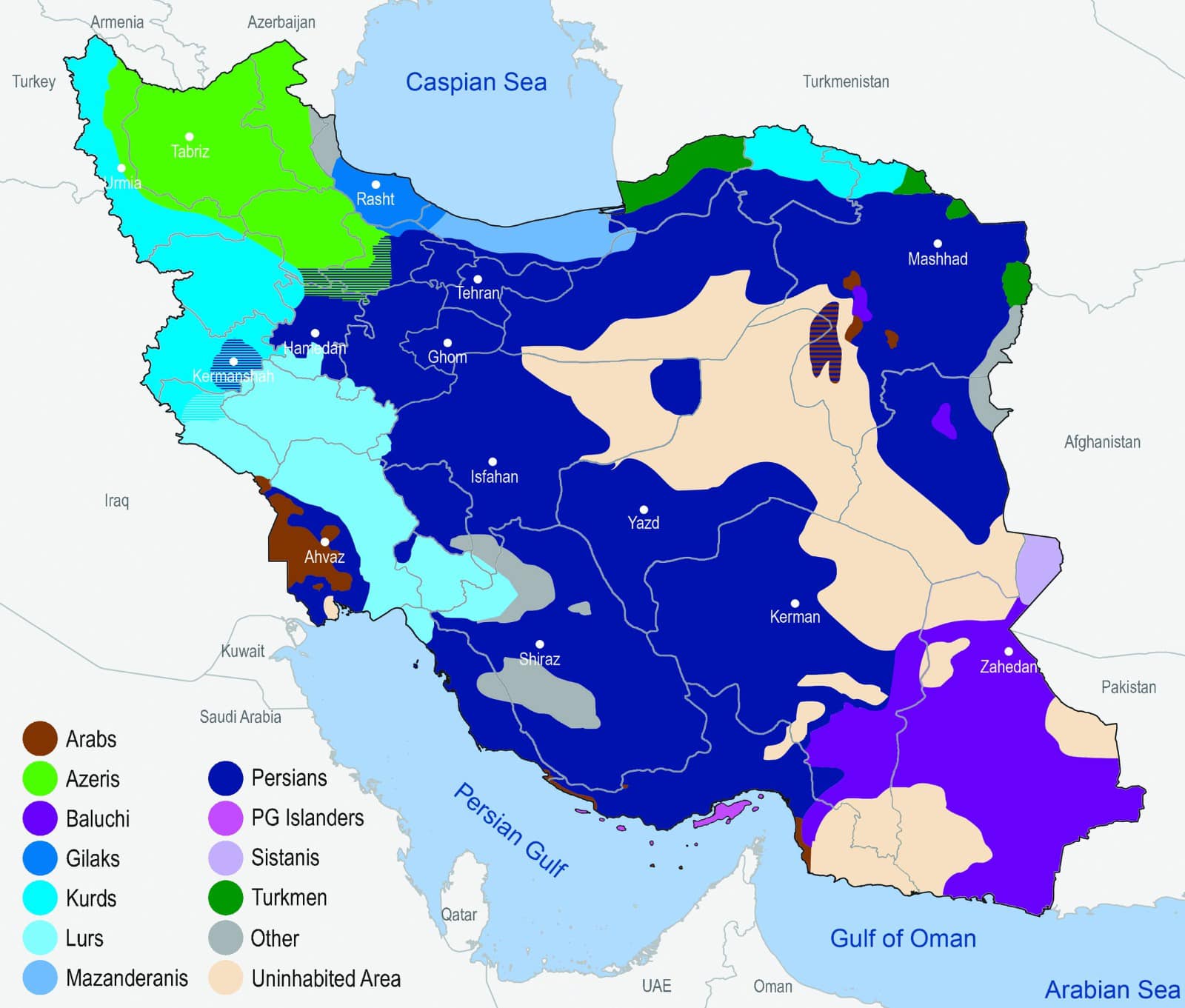 Genome-wide genetic characterization of Iran's population by U. Cologne (Germany) and USWR/Tehran