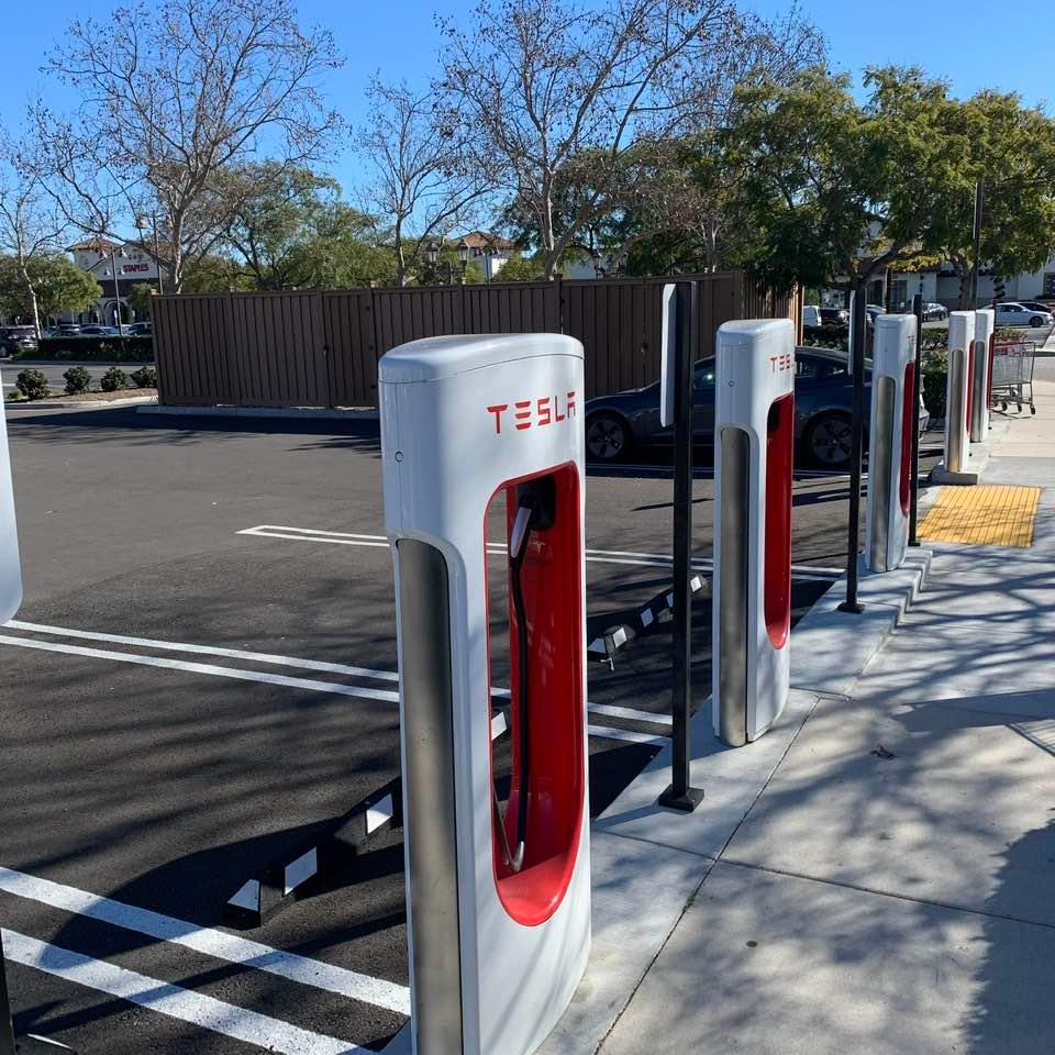 EV charging stations at Goleta's Camino Real Marketplace: Photo 2 (Tesla)