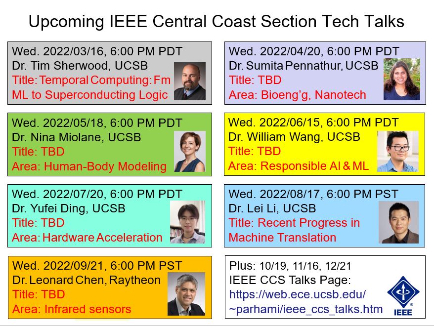 Upcoming IEEE Central Coast Section technical talks