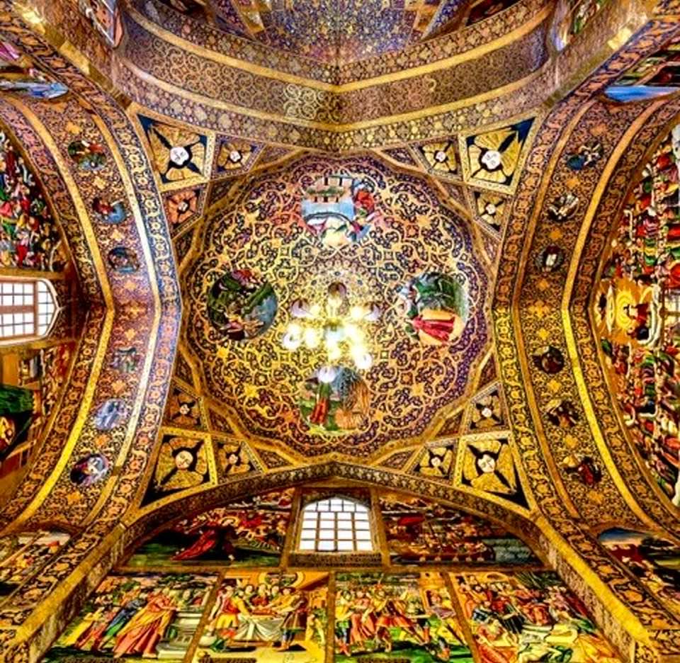 Amazing architecture and tiling: The ceiling of Vank Cathedral, Esfahan, Iran