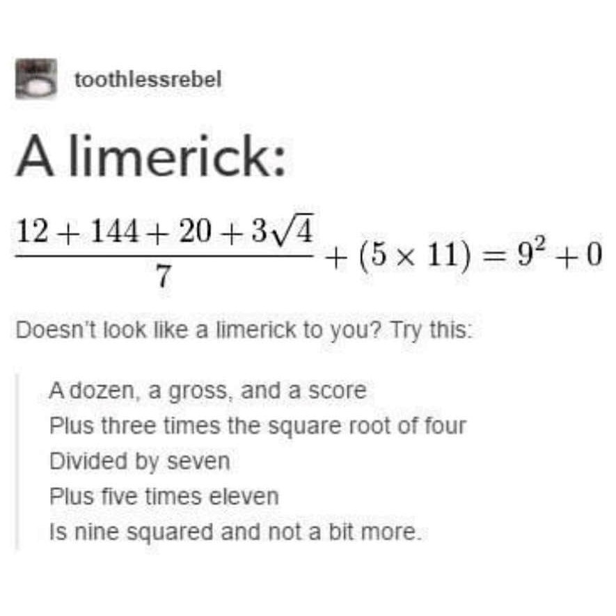 Humor: Mathematical limerick