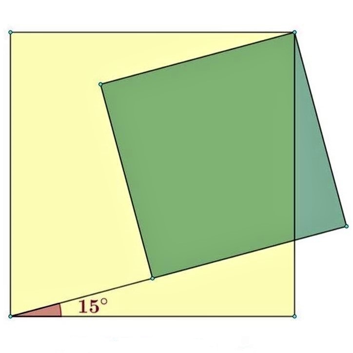 Math puzzle: Find the ratio of the areas of the yellow square and the green square.