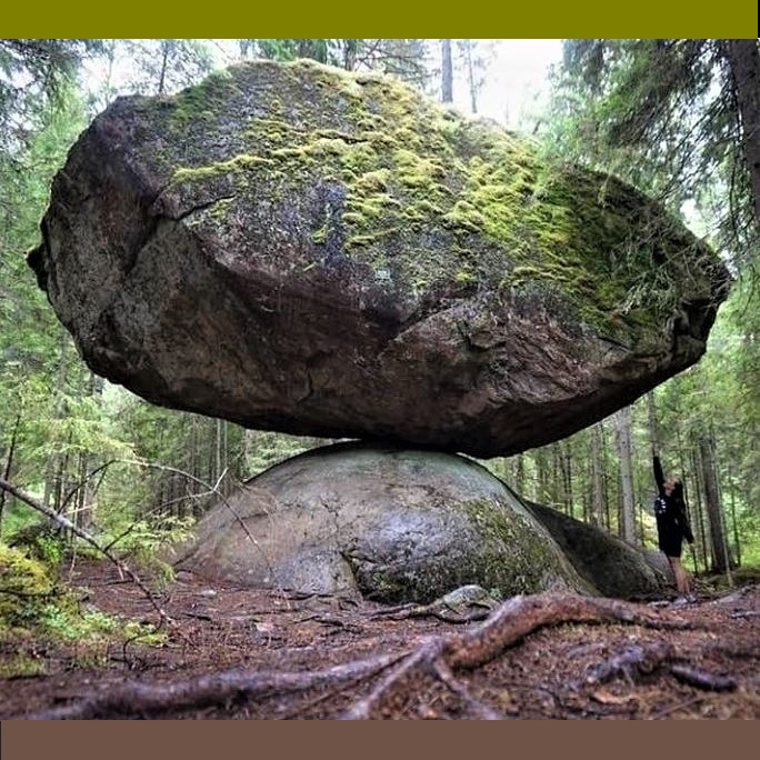 Kummakivi: A 5000-ton rock in Finland that has been balancing on top of another rock for 11,000 years