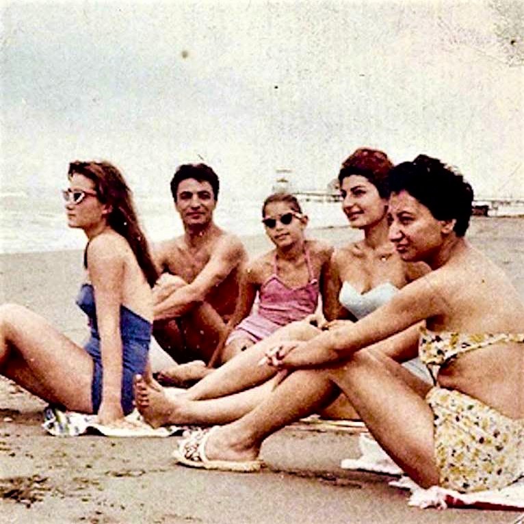 Iranian family at the beach before the onset of the Islamic Republic