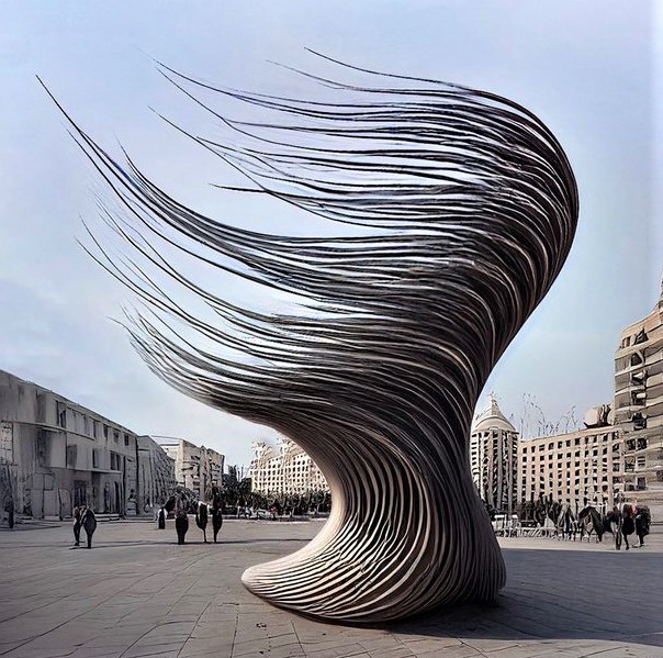 Inspired by the bravery of Iranian women, Tim Fu designed this sculpture for installation in a square in Iran after the fall of the Islamic regime