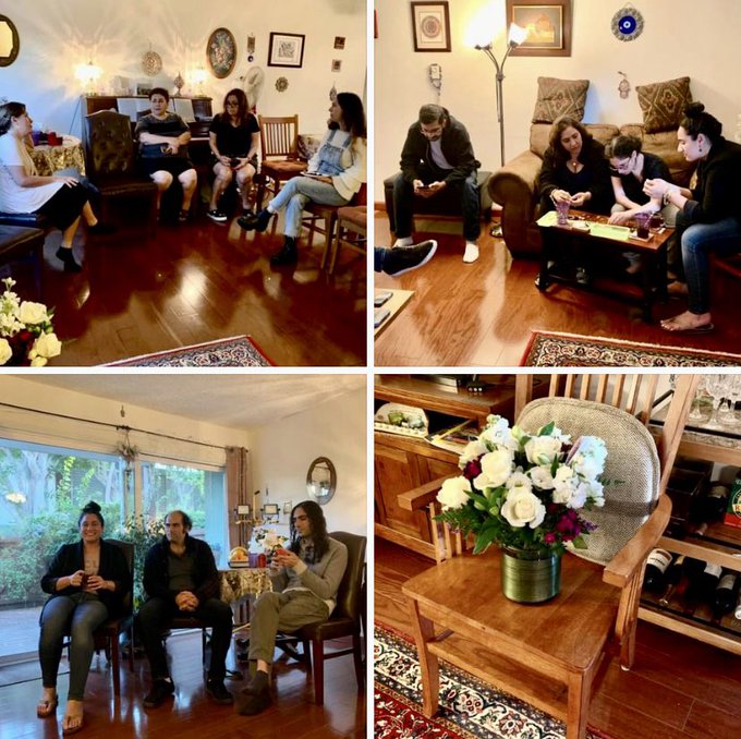 Our first family gathering after the passing of my mom: We remember her with a bouquet of flowers on a chair she usually occupied