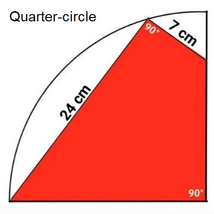 Math puzzle: Find the area of the red region inside the quarter-circle