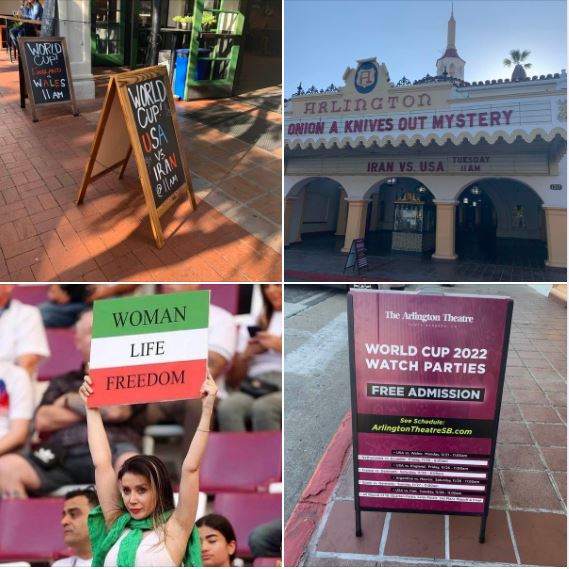 World Cup 2022 soccer match between USA and Iran: Scenes from downtown Santa Barbara and from Qatar