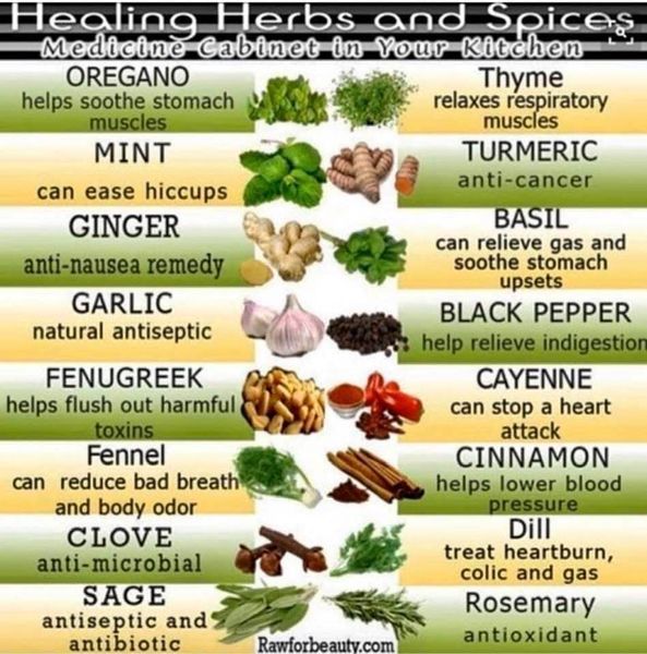 Sixteen healing herbs and spices, along with their beneficial properties