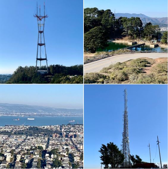 San Francisco's Twin Peaks Park: Home to communications towers, a water reservoir, and fantastic views of SF Bay