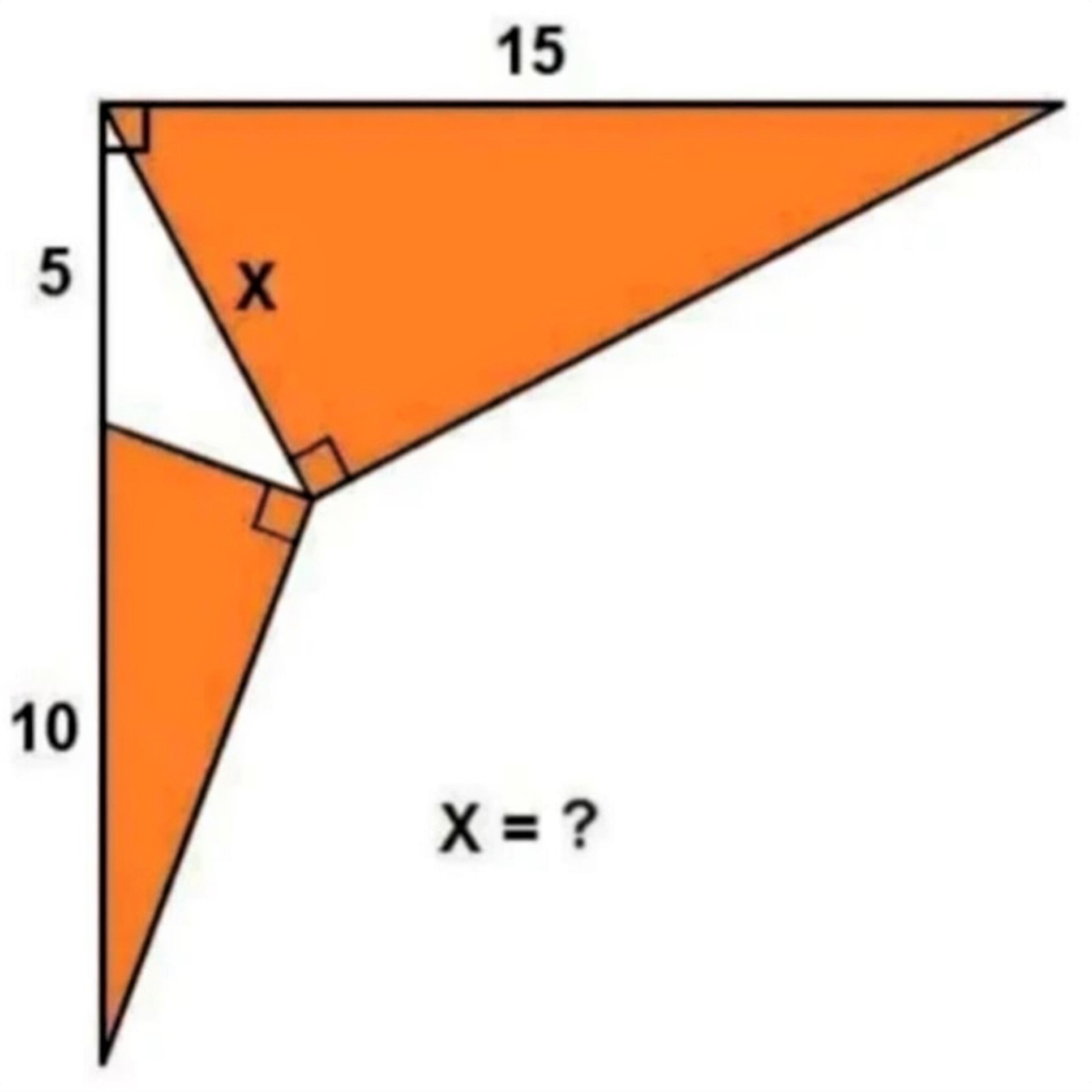 Math puzzle: Given some of the lengths in this diagram, find the length x