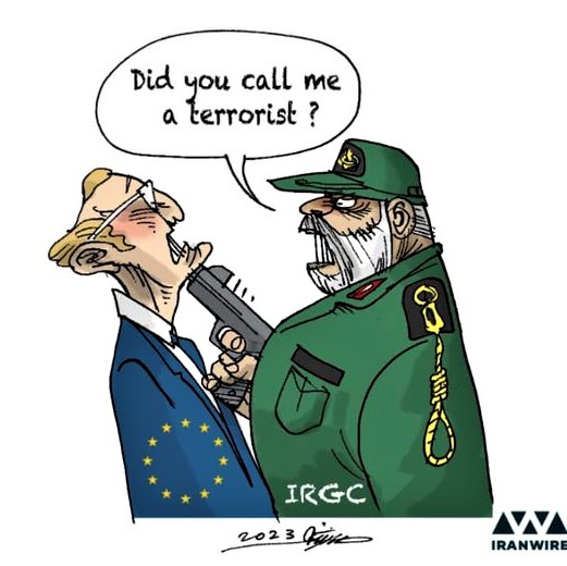 Iran's IRGC to EU: 'Did you call me a terrorist?' (cartoon)