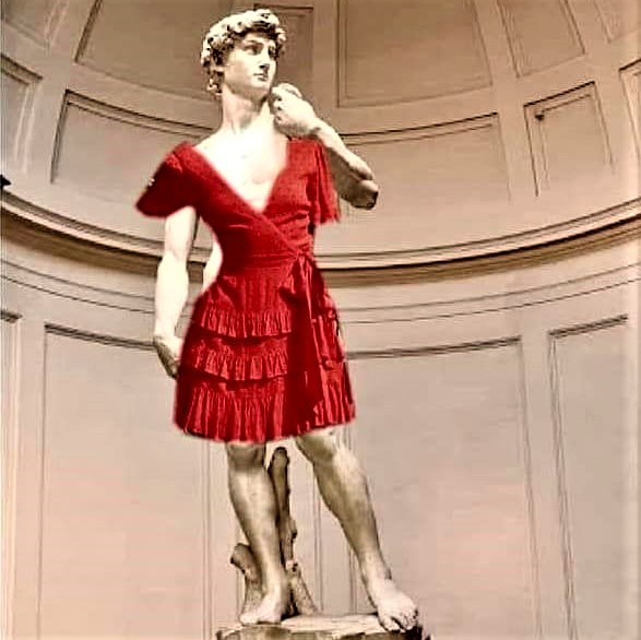 One way of rendering Michelangelo's 'David' okay for displaying in Florida (statue in a dress)