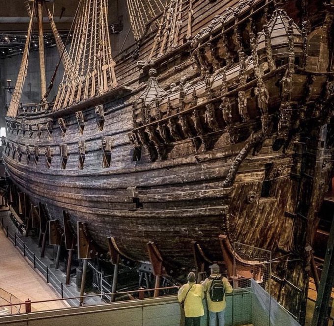 Best-preserved 17th-century ship: The nearly-intact Swedish warship Vasa, which sank in 1628