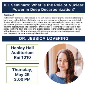 Nuclear power and deep decarbonization: Seminar by Dr. Jessica Lovering