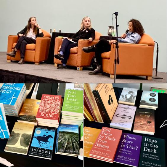 Talk on climate change by Dr. Rebecca Solnit: On stage & books on sale