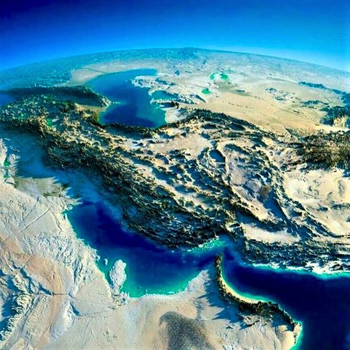 Enhanced satellite image of Iran and parts of its neighboring countries