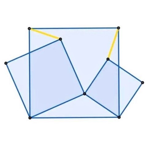 Math puzzle: In this diagram with three squares, prove that the two yellow line segments are of the same length