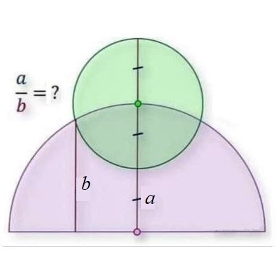 Math puzzle: A circle of radius a intersects a semicircle of radius 2a. What is the ratio a/b? 