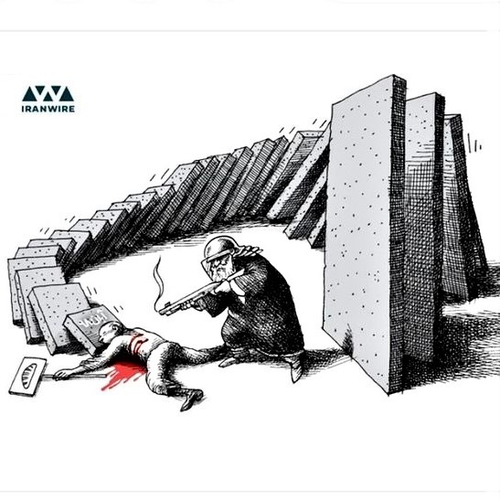 IranWire cartoon: Ayatollah Khamenei's karma.