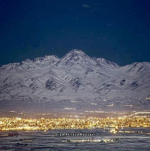 The city of Ardebil in Iran, at the base of the majestic Sabalan Mountain