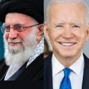 US policy toward Iran: Photos of Ali Khamenei and Joe Biden